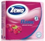 Туалетная бумага, Zewa (Зева) 4 шт Плюс двухслойная малина розовая